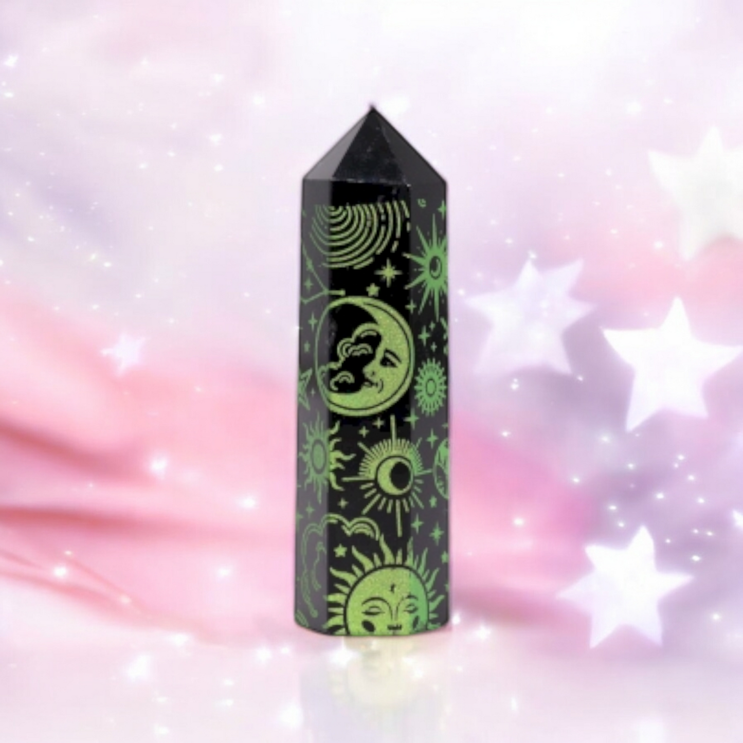 Black Obsidian Point - Mystic Story - Forest Green