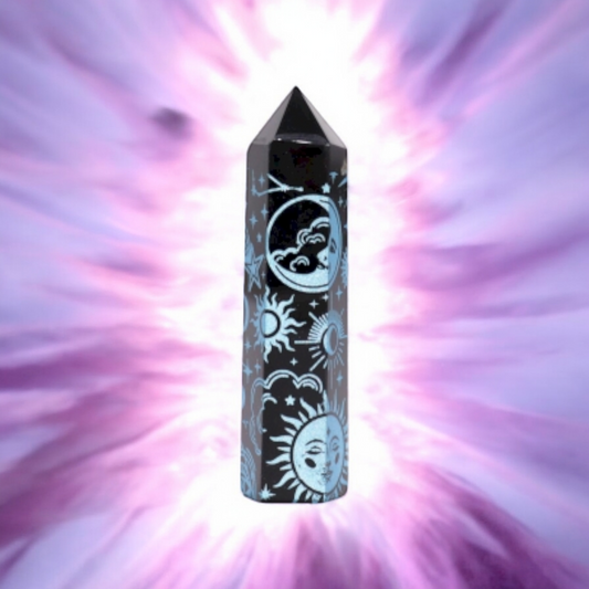 Black Obsidian Points - Mystic Story - Sky Blue