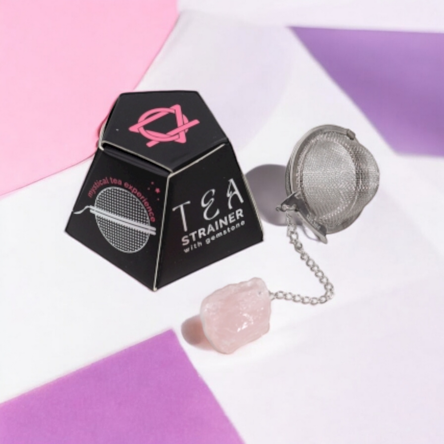 Raw Crystal Gemstone Tea Strainer - Rose Quartz